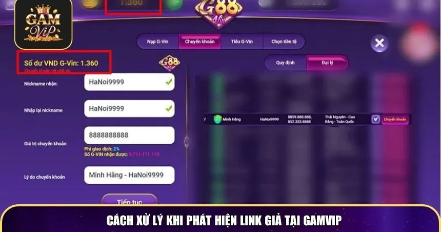 Cách xử lý khi phát hiện link giả tại Gamvip